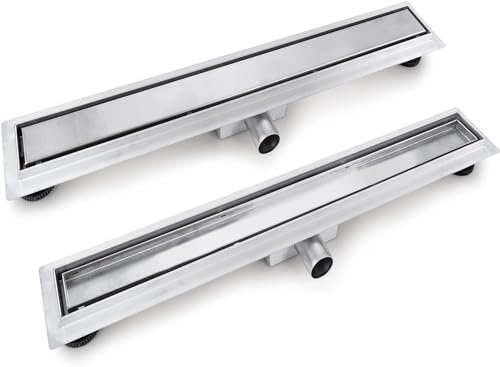 VBChome Duschrinne 120 cm Edelstahl Doppelseitige Ablauf Bodenablauf Selbstreinigender Siphon mit Geruchsstop für Badezimmer Duschablauf sehr flach Komplettset