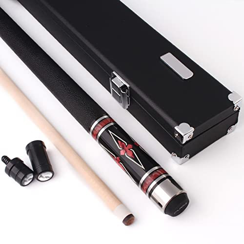 GGGG 58 Zoll 19-19,5 Unzen 13 mm Ahornholz-Billard-Pool-Queue, mit Aufbewahrungsbox, für Schulfamilienclub/Rot/Pole Box