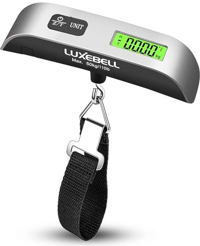 Luxebell Luggage Scale Portable Handheld Digital Suitcase Weight 110lbs Airplane Travel Essentials Gift LCD Backlight Temperature Sensor