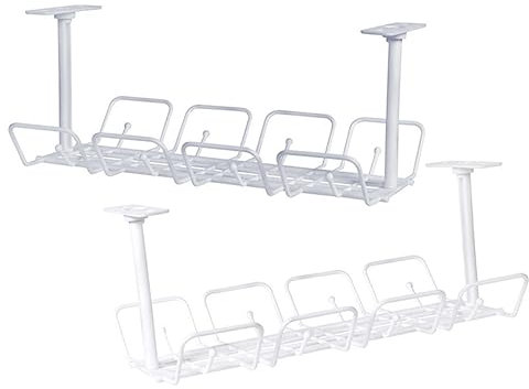 Yardenfun Bandeja para Cables Debajo del Escritorio Organizador De Cables Soporte para Almacenamiento Artículos Hogar 2 Piezas Color Blanco y Gris