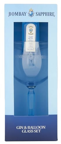 Bombay Sapphire Gin and Balloon Glass Gift Set. Includes 1x50ml Bottle 40% ABV and Branded Glass. Perfect Christmas Stocking Filler or Birthday Present