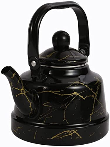 HAVVMK Perkolator-Kaffeekanne, 1,1 l, verdickte Emaille-Kaffeekanne, Teekanne mit Griff, Induktionsherd, Wasserkocher, Küchengeräte (schwarz)