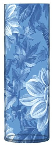 Jarrón cilíndrico de plástico con diseño de dalia, color azul, 11.8 x 3.9 pulgadas de alto, jarrones irrompibles para oficina, boda, mesa, oficina, fiesta, decoración