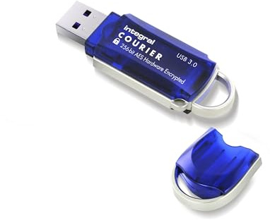 Integral 128GB Courier-197 256-Bit Hardware Encrypted 3.0 USB Secure Flash Memory Drive - Certified to FIPS 197, Brute-Force Password Attack Protection & Super USB3.0 Transfer Speeds XTS-AES