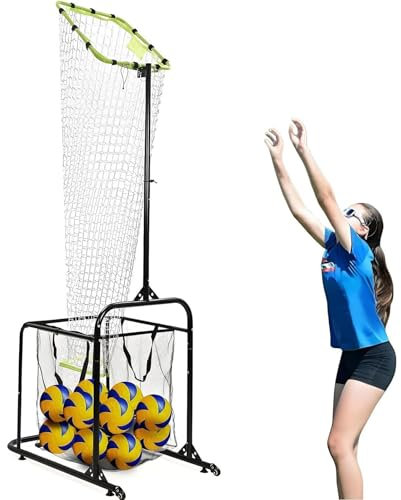 LBMED Volleyball-Übungsnetzstation,Leichter Volleyball-Trainer Mit Rädern Und Auffangtasche,verstellbare2 Reifengrößen Und 5Höhen/Winkel,Verbesserung Der Sprungkraft Und Sprungkraftübungen,für Kinder
