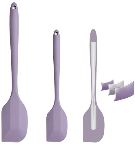 Silikon Spatel & Teigschaber Silikon 2er Set: 220℃ Hitzebeständig Antihaft, Einteiliges Design mit Edelstahlkern, Spülmaschinenfest, Silikon Spachtel für Kochen, Backen, Mischen, Spatel Küche