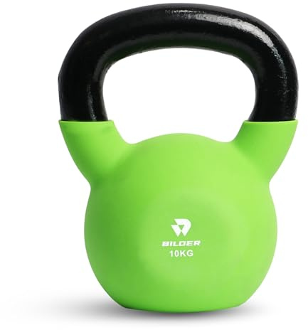 BILDER -Kettlebell 10 kg mit ergonomischem und rutschfestem Griff, Gewichte aus Gusseisen mit Neopren-Beschichtung, ideal für Übungen und Krafttraining, Cardio- und funktionale Fitnessgeräte