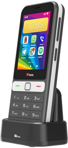 TTfone TT280 – Simple 4G Dual SIM Bar Phone with Android, 2.8 Touchscreen, Keypad, 2MP Camera, USB-C - Easy to Use Unlocked Mobile (with Dock Charger)