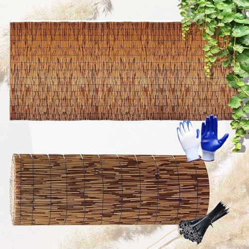 Schilf Balkon Sichtschutz 60cm 80cm 100cm 120cm 140cm 160cm Hoch Schilfmatte Schilfrohr Windschutz Zaun Natur Wetterfest Für Garten, Balkon Und Terrasse, Sichtschutzzaun
