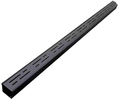Cubiertas rectangulares negras para canalones de acero inoxidable 304, cubiertas para canalones exteriores y filtros de drenaje exteriores con superficie antideslizante y aberturas. Aptas para rejilla