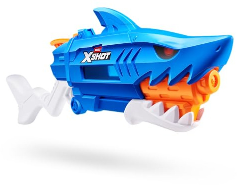 XSHOT Fast-Fill Shark Attack Water Blaster by ZURU: Blaster d'acqua a riempimento rapido, design a squalo, getto 10m, serbatoio 750ml. Per bambini 5+, divertimento all'aperto.