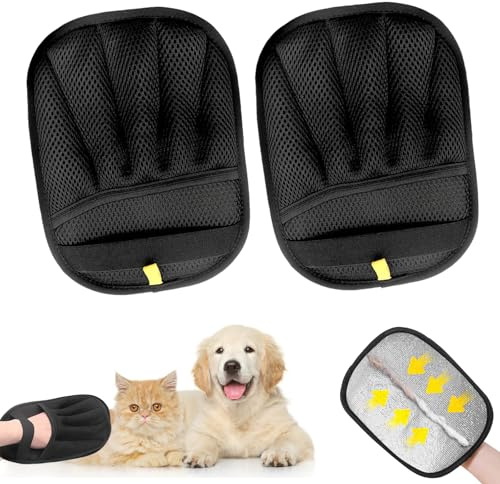 Hlayshing Removal Gloves Pet Hair,2 Pcs Pet Hair Remover Glove,Double Sided Pet Grooming Gloves,Reusable Pet Hairs Removal Mitt,Glove for Washing,Deshedding, Grooming,Interactive Cat