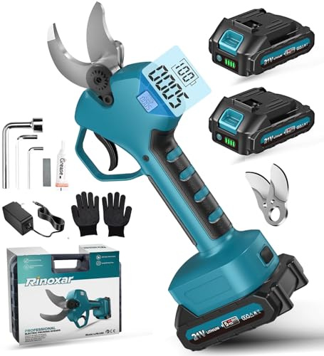 40 mm Forbici Potatura a Batteria, Cesoie Potatura Elettriche Professionali con 2x2000mAh Batterie, Motore Brushless, LCD Display, Forbice Elettrica Potatura per Giardinaggio