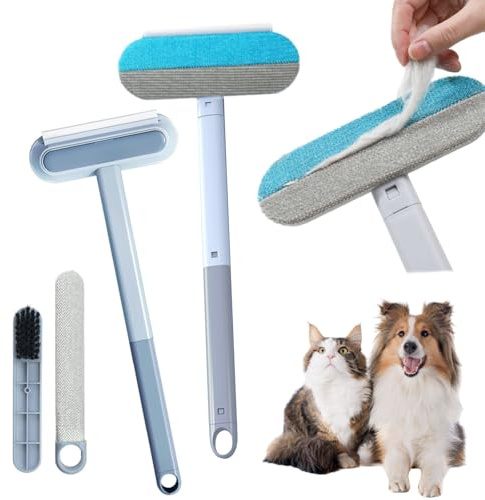 Pet Hair Removal Tool, 4 in 1 Reusable & Washable Dog & Cat Hair Remover, Multifunctional Pet Hair Remover with Extendable Handle & 2 Built-in Brushes, Easy Fur Cleaning for Furniture and Carpet