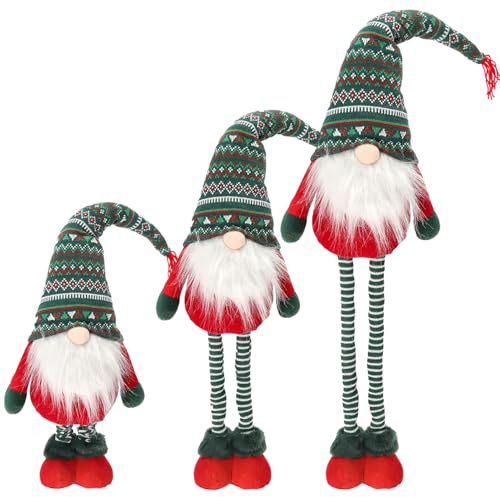 CREOLOGIC XXL-Wichtel Figur 105 cm · Wichtel Teleskopbeine · Weihnachtsdekoration Wichtel · Nordic Wichtel · Deko Wichtel · Dekorationsfiguren · Weihnachtswichtel Mann · Gnom (Grün/Rot Mann)