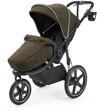 Ickle Bubba Venus Jogger Pro Max Kinderwagen, 3-Rad-Geländekinderwagen, von Geburt bis 22 kg, UPF 50+ Verdeck, Luftreifen, Getränkehalter (Wald)
