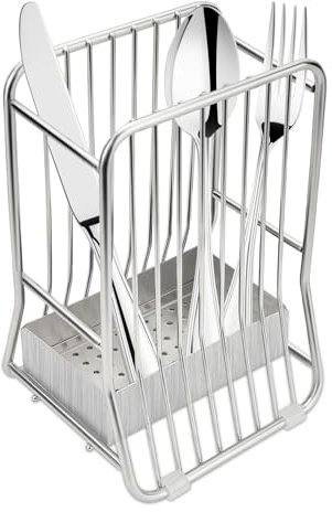 Diakey Küchenutensilienhalter aus 304 Edelstahl für Theke, Besteck, Besteck, Besteck, Utensilien, Abtropfgestell, Korb, Organizer für Essstäbchen, Löffel, Gabel, Messer