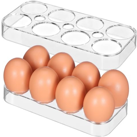 SHERCHPRY 2pezzi Vassoio Per Uova Scomparti Per Frigorifero Contenitore Trasparente Per Uova Coperchio Portauova Per Conservazione in Frigorifero Riutilizzabile Per Cucina e Ristorante