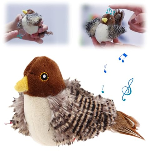 comenem Katzenspielzeug Vogel Fliegt Elektrisch mit Vogelrufe, 2025 Neu Interaktives Katzenspielzeug Elektrisch Simulieren, Plüsch Katzen Spielzeug Cat Toy Automatische Katzen Spielsachen (A-1Pcs)