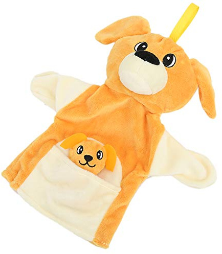 Annadue Fingerpuppen-Spielzeug, Ärmelpuppen, Tier-Handpuppe, Baby-Plüsch, Lernspielzeug für Babys (Gelber Hund)