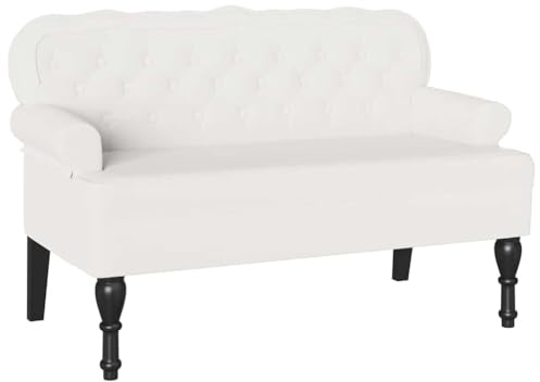 IKAYAA Divano da Salotto Divanetto a 2 Posti con Braccioli Panca Chesterfield per Soggiorno Ufficio 119,5 x 64,5 x 75 cm-Bianco-