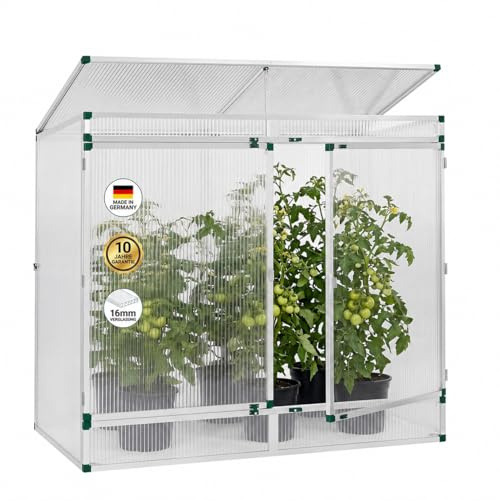 Beckmann Pflanzenhaus I 201 x 107 x 183 cm I Mini Gewächshaus aus Aluminium & 16mm Polycarbonat Stegdreifachplatten I winterfestes Tomatengewächshaus für Garten & Balkon I stabil und ohne Folie