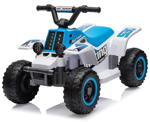 Baloveby Quad électrique pour enfant 6 V avec télécommande 2,4 G, lumières LED, musique et klaxon, design à démarrage doux et 2 vitesses, 3 ans