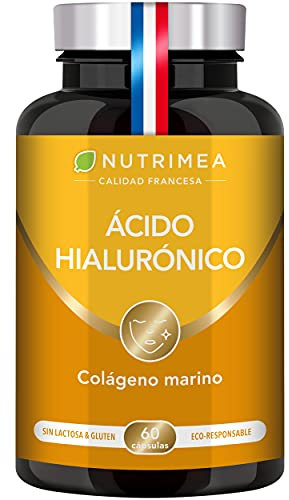 Ácido Hialurónico Cápsulas, Colágeno, Vitamina A, Piel Huesos Articulaciones, Antiedad Reduce Arrugas Líneas de Expresión Hidratación, Reforzar Defensas, 60 Cápsulas Vegetales, Fabricado en Francia