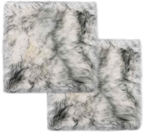 vidaXL 2X Stuhlauflage Sitzauflage Fellauflage Sitzpolster Sitzkissen Dunkelgrau Mélange 40x40cm Echtes Schaffell Lammfell Öko Lamm Echtfell