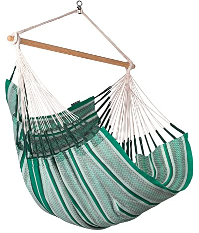 La Siesta®- Habana Hängesessel Comfort Size für Entspannung & Stil: 360° Drehgelenk, hochwertiges Bambusholz - GOTS-zertifizierte Baumwolle. (Agave) | 360° Drehgelenk, Hochwertiges Bambusholz, GOTS-zertifizierte Baumwolle, Für Entspannung & Stil