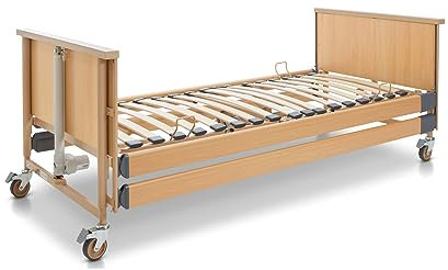 Burmeier Pflegebett Dali-Low Entry mit Holzseitengitter Krankenbett Seniorenbett