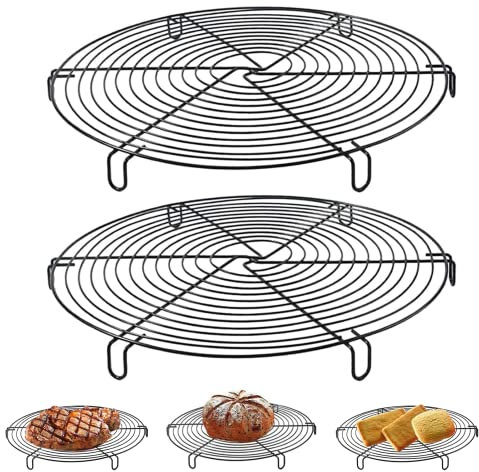 Enfriador De Pasteles 3 Piezas Rejilla De Enfriamiento De Metal Rejilla Antiadherente Para Enfriar Pasteles Rejilla para hornear redonda Herramientas De Enfriamiento Para Cocinar Cocina negro