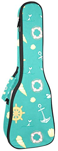 Ukulele väska nautiskt mönster kompass ankare ukulele fodral för Sopran Tenor konsert 23 tum 10 mm tjock mjuk vadderad justerbara remmar spelväska