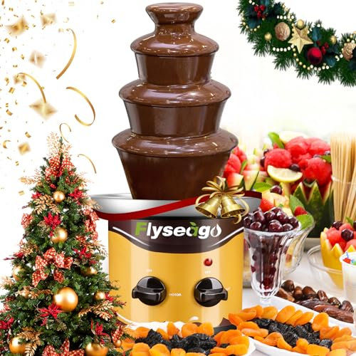 Flyseago Chocolate Fountain Machine 4 Tiers Cheese Fountain Perfect for Nacho Cheese, Chocolate Sauce, Wedding, Party
