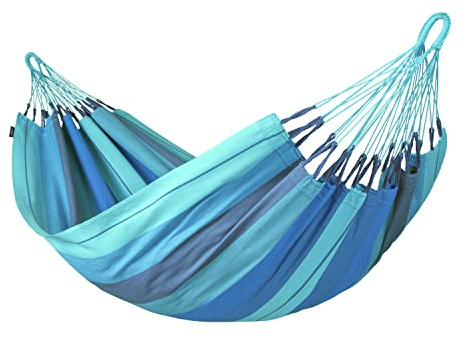 LA SIESTA® Modesta Lagoon - Klassische Einzel-Hängematte aus Bio-Baumwolle