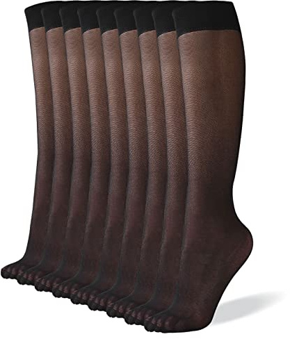 WAJIAFAR 9-pack silkesfina knästrumpor nylonstrumpor dam knästrumpor dam vinter, svart, one size