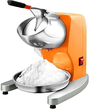 SMSOM Electric Dual Blades Ice Crusher Shaver Snow Cone Maker Machine Silver 95kg/h, Stainless Steel Ice Crusher for Home and Commercial Use