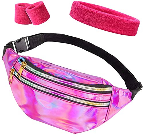 80er Jahre Accessoires, Eeon Party Outfit, 80er Jahre Outfit Damen Party, 80er Jahre Stirnband Armbänder 90er 80er Jahre Outfit Damen Herren Accessoires für Sport Party Alltag Rosa