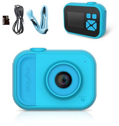 myFirst Camera 10 – Mini Appareil Photo numérique pour Enfants garçons et Filles avec Design Durable, Photos 5 MP et vidéo 1080p, Webcam, Adaptateur trépied, Cordon Tour de Cou, Carte microSD pour