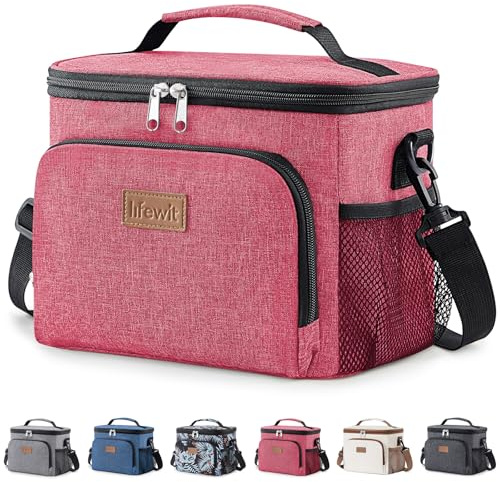 Lifewit Bolsa Termica porta Alimentos 9L, Bolso Nevera Portátil Pequeña, Impermeable Bolsas Comida Trabajo para Hombre y Mujer, Lancheira Termicas para Playa, Picnic, Viaje, Rosa | Bolsa térmica antifugas, bolsa de transporte con correa para el hombro, bolsa de almuerzo ligera para trabajo, viajes