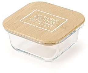 NUVOLE DI STOFFA Contenitore per Alimenti Cucina in Vetro con Frase e Tappo in Legno Shabby Chic My Home 4 Varianti 13x6 cm