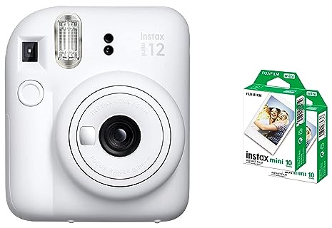 Fujifilm Instax Mini 12 - Cámara instantánea (2 Unidades), Color Blanco Arcilla