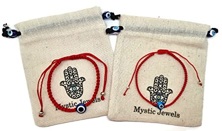 MYSTIC JEWELS by Dalia Bracciale 7 nodi Filo Rosso - Braccialetto di protezione e malocchio regolabile, amuleto fortuna, fatto a mano, unisex
