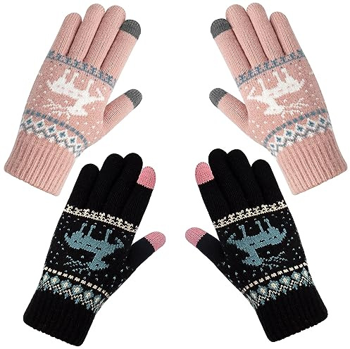 Chalier Fashion Warme Winterhandschuhe für Damen, Winter Touchscreen Handschuhe, winddichte warme Fäustlinge