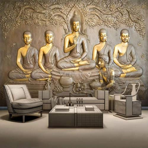 Papel Pintado 3D Relieve Religión Buda Fotomurales 3D Tv Fondo Pared Dormitorio Murales Papel Tapiz Moderno