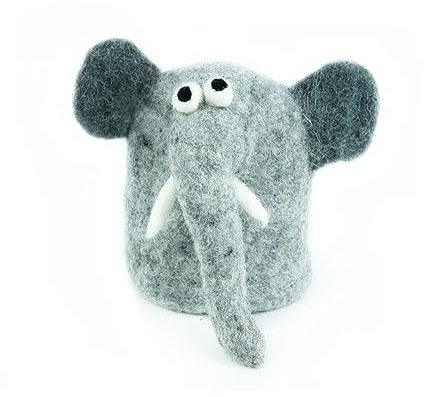 your castle Eierwärmer Elefant Ello handgemacht aus Natur-Filz, fairer Handel, Ostern oder Weihnachten Eier-Warmhalter, ca. 10 cmH