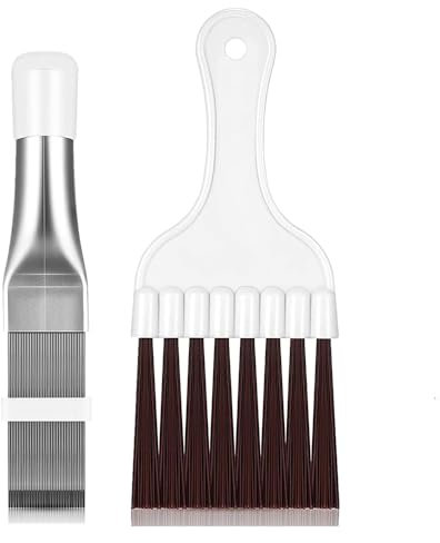 2 Piezas Cepillo de Limpieza de Aletas de Condensador de Aire Acondicionado Limpiador de Aletas de Aire Acondicionado de Acero Inoxidable Peine de Refrigeración