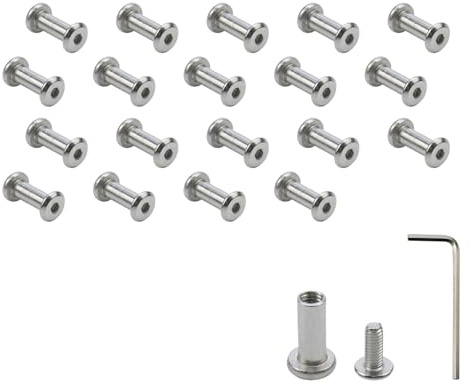 Oedema 20 Pcs Socket Cap Bolts M4×10mm Binding Post Screw Stainless Steel Screw Rivets with Allen Wrench for Furniture Decorative Bags Table Cabinet Leather Belt Buckle