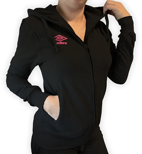 Umbro - Felpa da Donna Garzata Invernale in Caldo Cotone con Cerniera, con Cappuccio, Felpa della Tuta Donna in Cotone Felpato, Sportiva, Casa, Palestra, Jogging, Tempo Libero