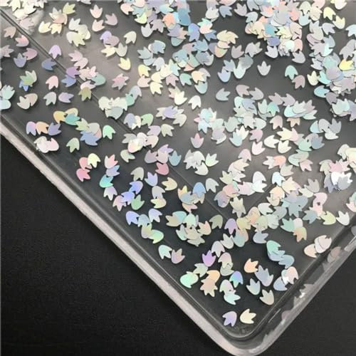 20 g/paquete tamaño láser plata ultrafino brillo de uñas lentejuelas arte de uñas decoración DIY-3mm palma-20g